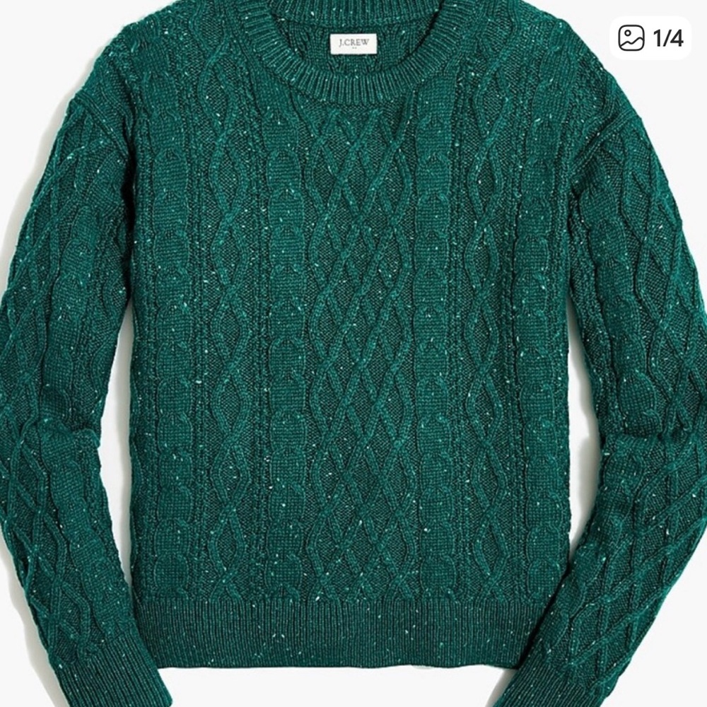 J. Crew Donegal Green Cable Knit Sweater NWT